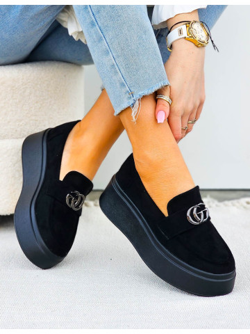 Półbuty Mokasyny Na Grubej Podeszwie Astoria Czarne Półbuty Mokasyny Na Grubej Podeszwie Astoria Czarne