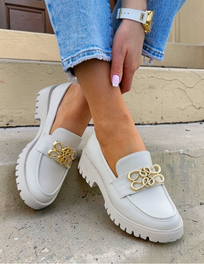 Beżowe Skórzane Mokasyny Na Platformie Marquiz Beżowe Skórzane Mokasyny Na Platformie Marquiz