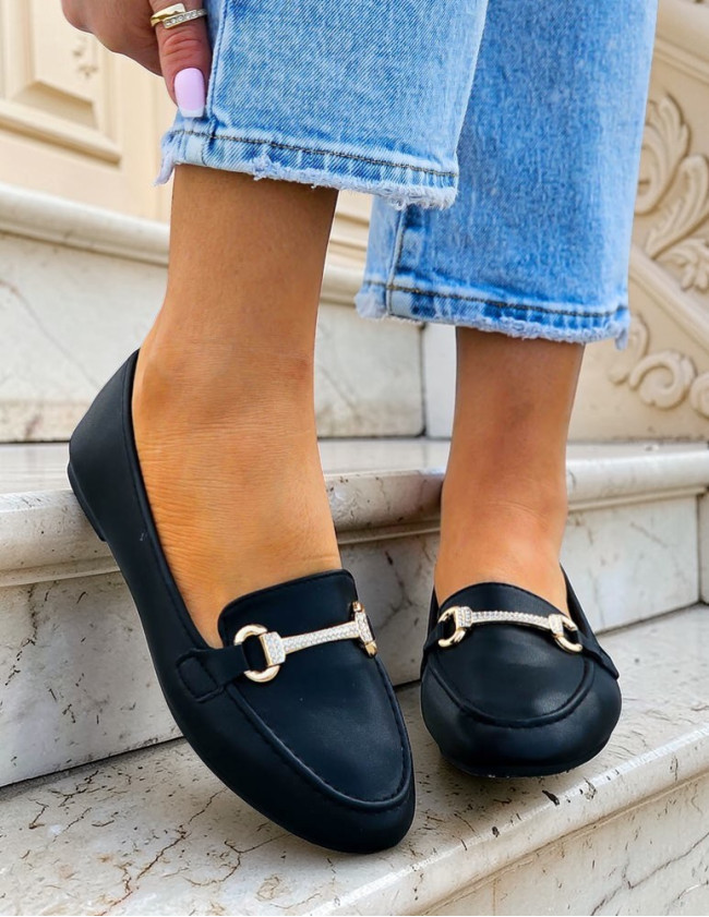 Skórzane Baleriny Mokasyny Półbuty Jasmine Black Skórzane Baleriny Mokasyny Półbuty Jasmine Black