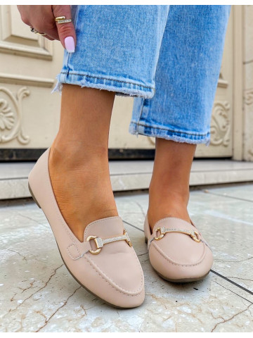 Skórzane Baleriny Mokasyny Półbuty Jasmine Nude Skórzane Baleriny Mokasyny Półbuty Jasmine Nude