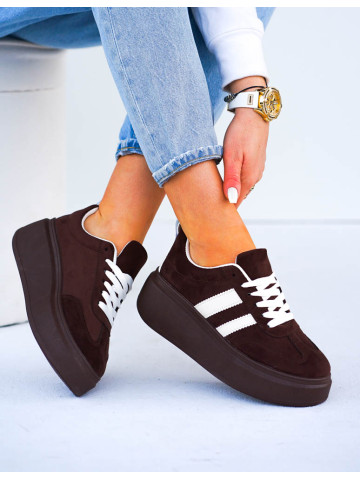 Czekoladowe Buty Sportowe Na Grubej Podeszwie Campes