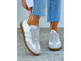 Białe Buty Sportowe Sneakersy SamBay Silver
