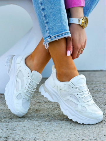 Białe Buty Sportowe Na Platformie Skachars Run