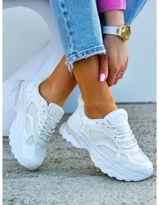 Białe Buty Sportowe Na Platformie Skachars Run Białe Buty Sportowe Na Platformie Skachars Run
