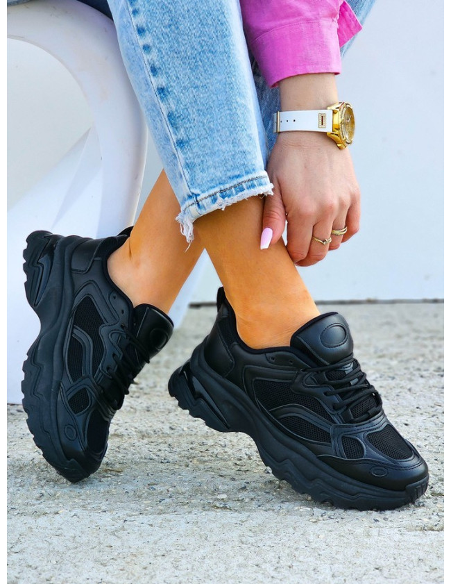 Czarne Buty Sportowe Na Platformie Skachars Run