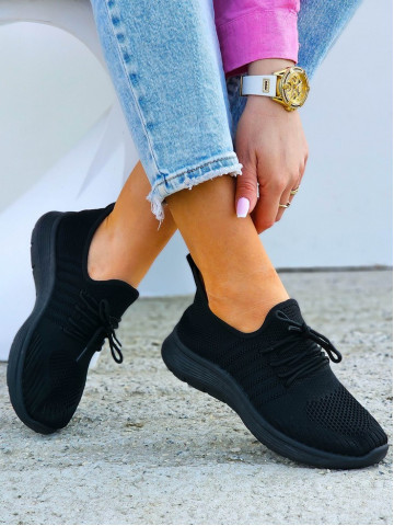 Lekkie Czarne Buty Sportowe Damskie Soft Lekkie Czarne Buty Sportowe Damskie Soft