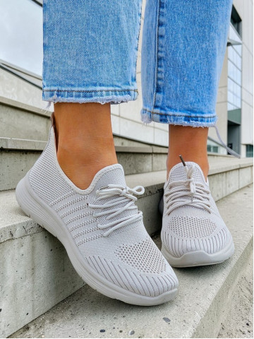 Lekkie Beżowe Buty Sportowe Damskie Soft Lekkie Beżowe Buty Sportowe Damskie Soft