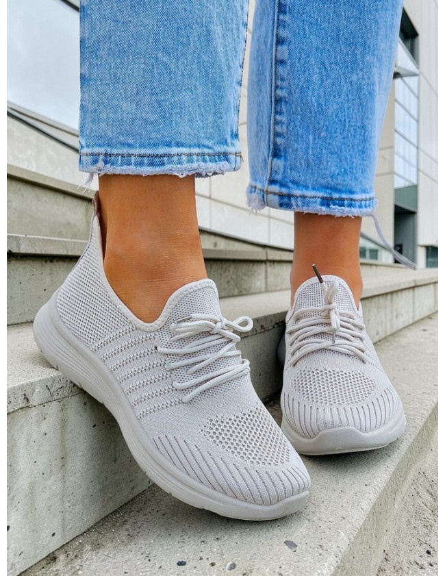 Lekkie Beżowe Buty Sportowe Damskie Soft 