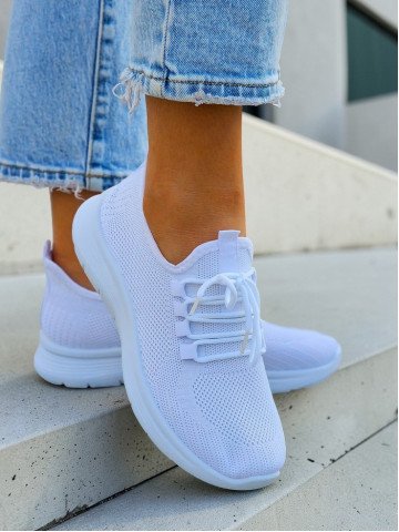 Lekkie Białe Buty Sportowe Damskie Soft Lekkie Białe Buty Sportowe Damskie Soft