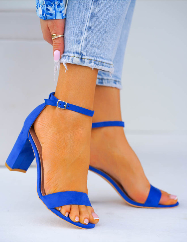 Niebieskie Eleganckie Sandały Na Słupku Saline