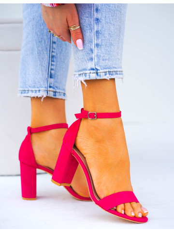Fuksjowe Eleganckie Sandały Na Słupku Saline