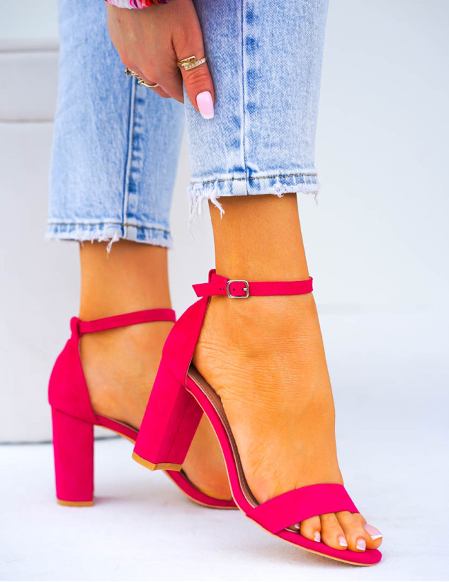 Fuksjowe Eleganckie Sandały Na Słupku Saline