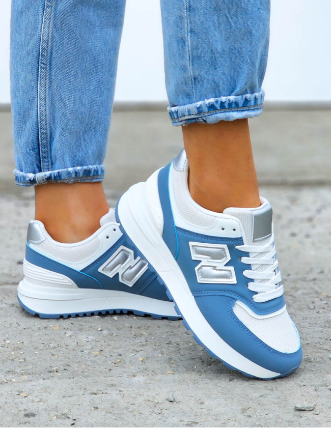 Biało-Niebieskie Buty Sportowe Damskie New Blances She