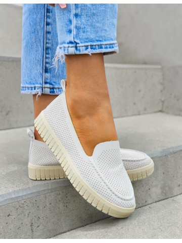 Lekkie Półbuty Mokasyny Na Grubej Podeszwie Mięciutkie Beżowe