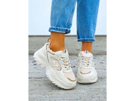 Beżowe Buty Sportowe Sneakersy Na Platformie Sketchars