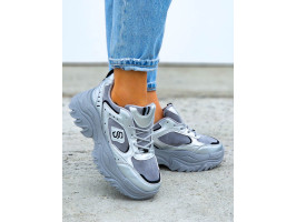 Szare Buty Sportowe Sneakersy Na Platformie Sketchars