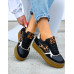 Buty Sportowe Sneakersy Czarne z Wstawką z Panterki