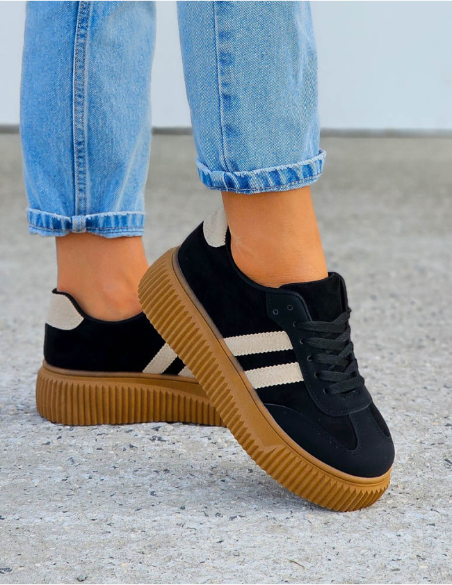 Czarne Buty Sportowe Na Platformie You Go