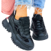 Czarne Buty Sportowe Ze Skóry Na Platformie Matrix