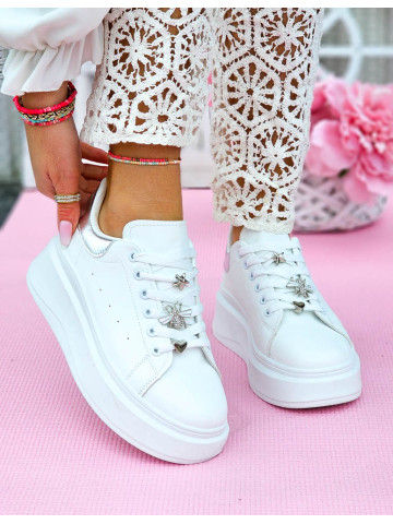 Białe Sneakersy Buty Sportowe Na Platformie Bee
