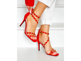 Czerwone Eleganckie Sandałki Na Szpilce Luxury