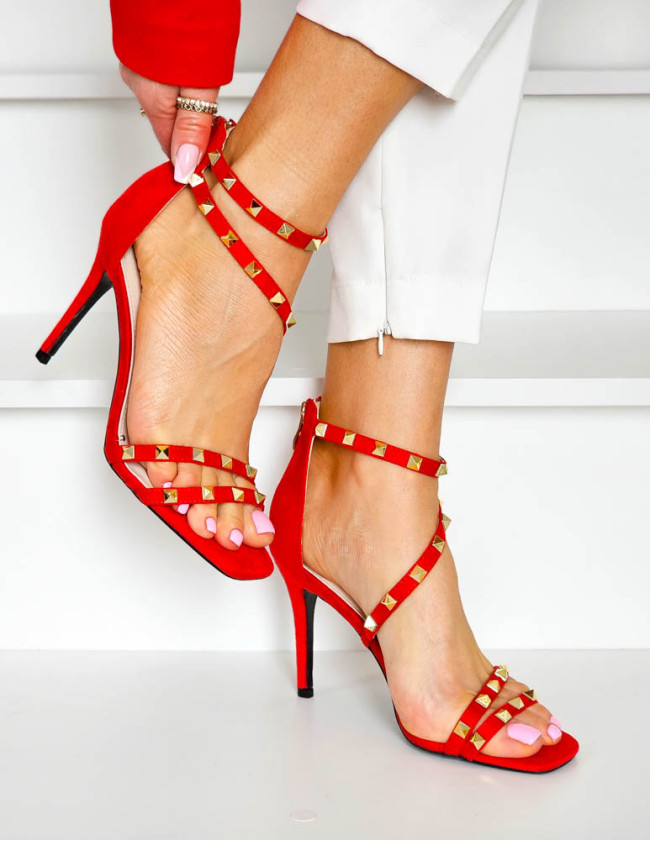 Czerwone Eleganckie Sandałki Na Szpilce Luxury