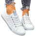Białe Ażurowe Trampki Buty Sportowe Ze Skóry Basic Grey