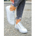 Białe Ażurowe Trampki Buty Sportowe Ze Skóry Basic Grey