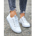 Białe Ażurowe Trampki Buty Sportowe Ze Skóry Basic Grey