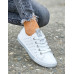 Białe Ażurowe Trampki Buty Sportowe Ze Skóry Basic Grey