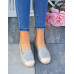 Szare Espadryle Balerinki Damskie Z Eco Skóry