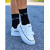 Białe Skórzane Buty Sportowe Na Platformie Fashion