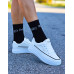 Białe Skórzane Buty Sportowe Na Platformie Fashion