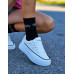 Białe Skórzane Buty Sportowe Na Platformie Fashion