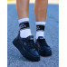 Czarne Skórzane Buty Sportowe Na Platformie Fashion