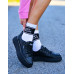 Czarne Skórzane Buty Sportowe Na Platformie Fashion
