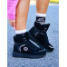 Sportowe Buty Zimowe Trapery Ocieplane Botki Suzzy Czarne
