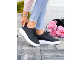 Czarne Buty Sportowe Damskie Trampki Sneakersy Chanelle