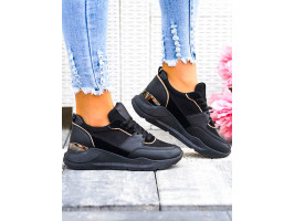 Klasyczne  Czarne Buty Sportowe Damskie Sneakersy Saturn