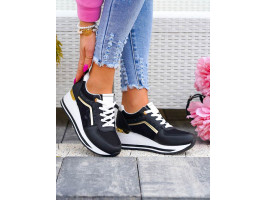 Eleganckie Czarne Buty Sportowe Damskie Sneakersy Paula