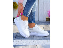 Białe Buty Sportowe Damskie Trampki Sneakersy Chanelle