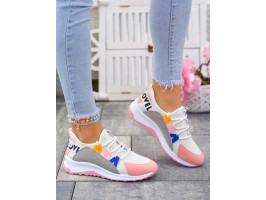 Białe Sneakersy Buty Sportowe Damskie Pink Peach