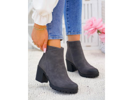 Botki Damskie Blogerki Na Obcasie Basic Solid Grey