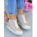 Beżowe Sneakersy Buty Sportowe Na Koturnie Sally