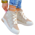 Beżowe Sneakersy Buty Sportowe Na Koturnie Sally