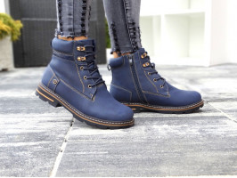 Buty Zimowe Ocieplane Trapery Botki Timberki Granat