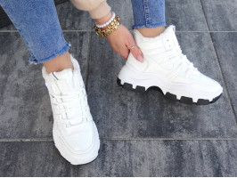 Ocieplane Sneakersy Botki Buty Sportowe Białe