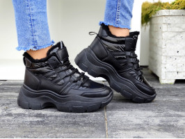 Ocieplane Sneakersy Botki Buty Sportowe Black 