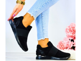 Eleganckie Czarne Buty Sportowe Damskie Sneakersy Carinii