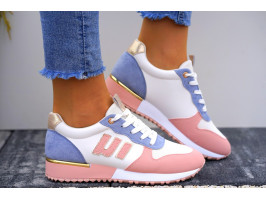 Biało-różowe Buty Sportowe Damskie Sneakersy Klasyczne